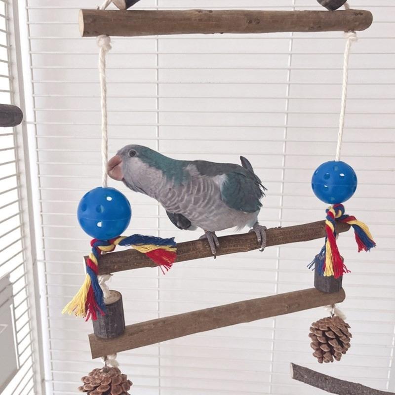 Bird Perches Cage Toy Wood Bird Perches Lovebird Cage Decoration Interactive Cage Accessories for Parakeets, Lovebirds