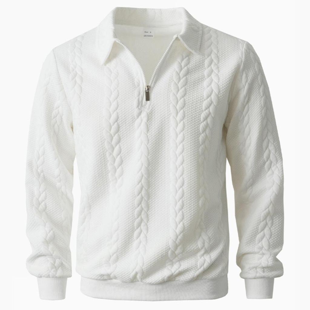 Lässiger Herren Pullover, Neuer Frühling Herbst Revers Langarm Strickware für Outdoor Freizeit Halber Reißverschluss Handel
