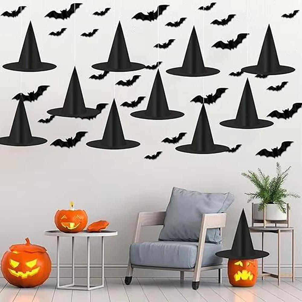 Runtow 5pcs Halloween Wizard Hat ,Halloween Party Cosplay Costume Decoration ,Witch Hat ,Home Yard Hanging Horror Props