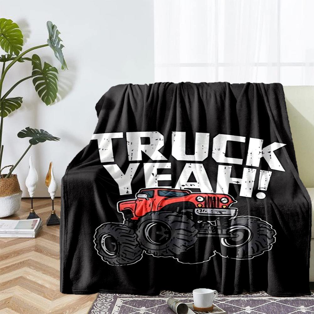 Truck Theme Printed Blanket - Perfect for Couch, Bed, Travel & Outdoor Use | Machine Washable, Cozy & Durable.