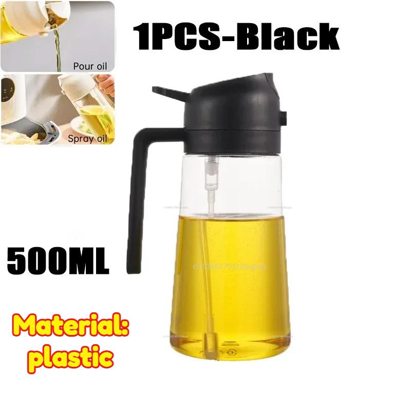 Oil Spray Pot 2-in-1 Plastic Household Kitchen Oil Bottle Nebulizing Mist Filling Cooking Oil Spray Pot Dual Use Camping