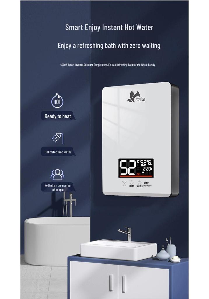 Vertical Electric Tankless Water Heater for Home, Shower, Small Bathroom, or Rural Rental Properties.