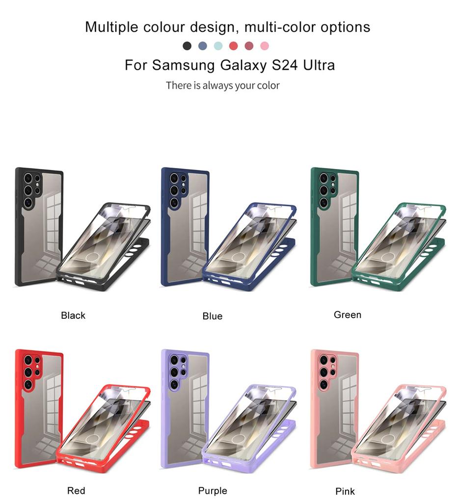 360 Full Cover Screen Protector Case For Samsung Galaxy S24 S23 S22 Ultra S21 Plus S20 FE A55 A35 A53 A52s A34 A14 A54 A15 Cover