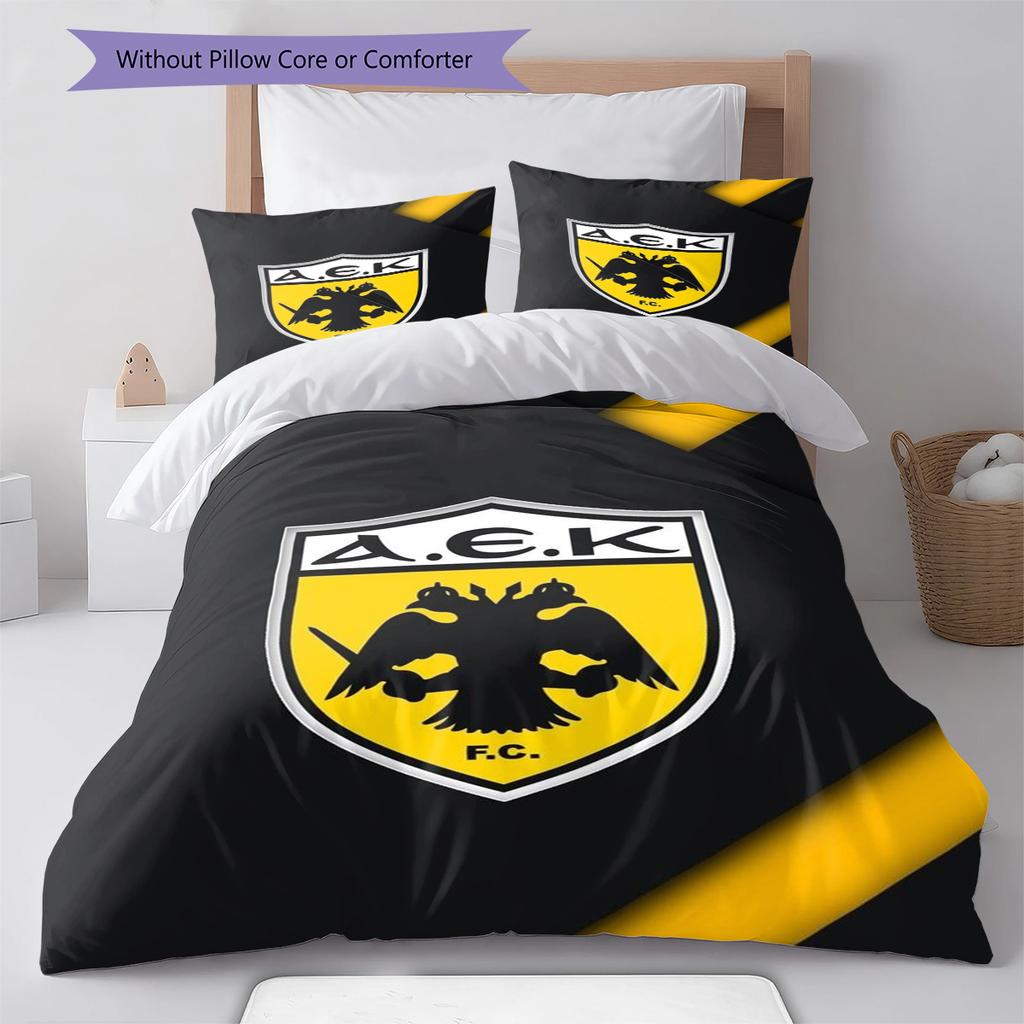 AEK FC Pattern Bedding Set Quilt Cover Pillowcase Home Decor Gift (1 * Duvet Cover + 2 * Pillowcase, Without Core)