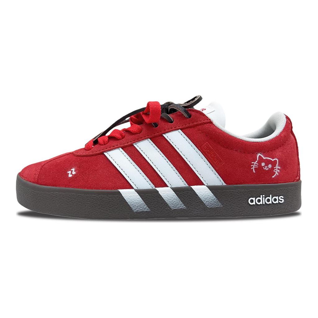 adidas VL COURT 2.0 Abrasion Resistant Low Top Skateboard Shoes Unisex Red HQ1802(Team1071-)