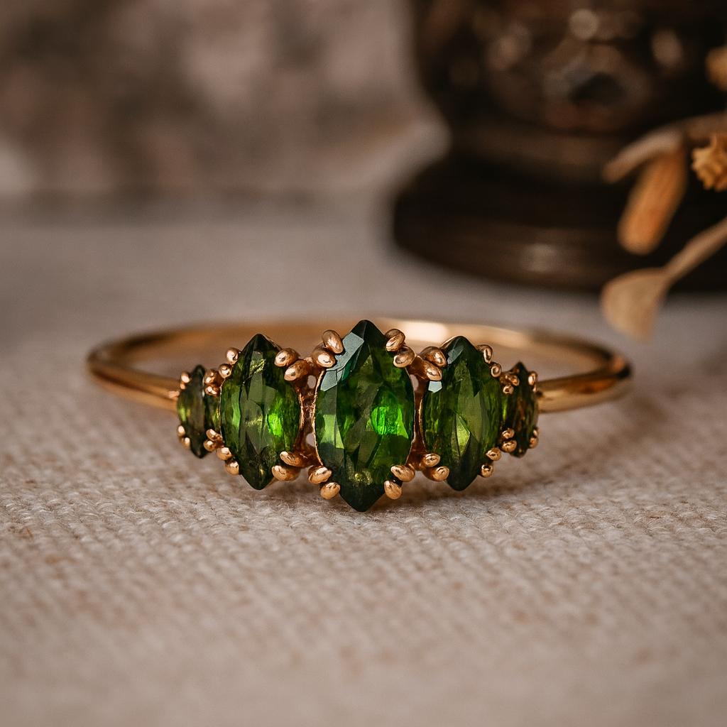 Wedding Engagement Anniversary Promise Gift – Dark Green Tourmaline Eternity Band, Marquise Cut October Birthstone Luxury Ring for Women