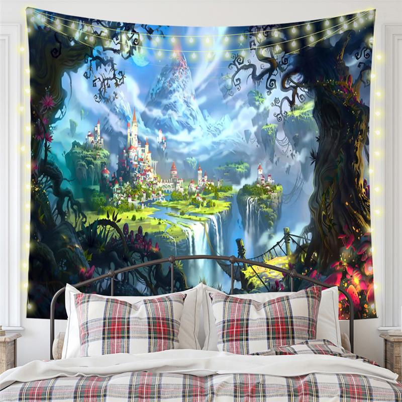Nordic Nature Forest Landscape Mew Tapestry Background Cloth  HD Hanging Cloth Tapestry Home Decor