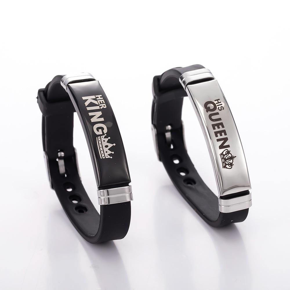 European & American Adjustable Silicone Crown Couple Bracelets - QUEEN & KING Design