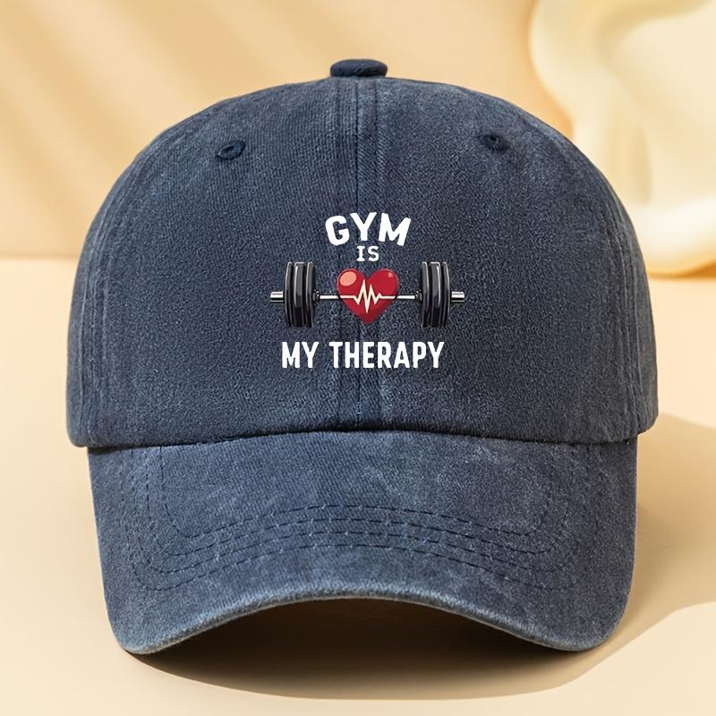 

Gym Is My Therapy Fitness Workout Baseball Cap Washed Polyester Casual Unisex Adult Headwear One Size