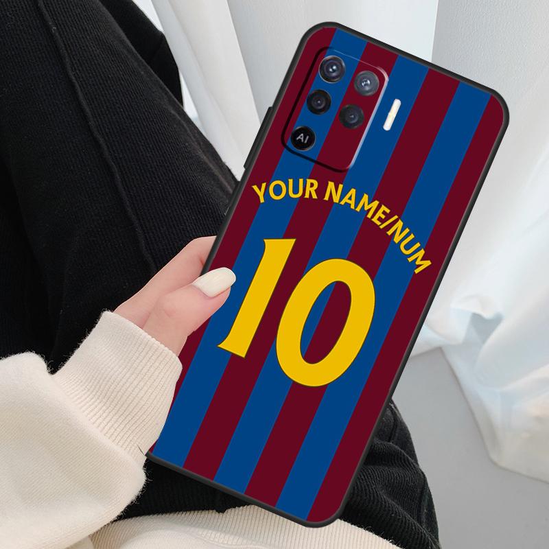 Personalised Football Number Strips Phone Case For OPPO A5 A9 2020 A31 A53 A53S A1K A15 A16 A52 A72 A83 A91 A93 A54 A74 A94 OPPO A94 5G