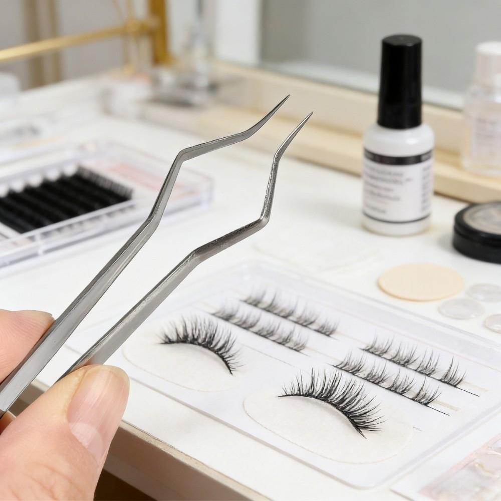 Non Slip Lash Separation Tools Long Handle False Eyelash Clip Lash Grafting Tweezers Beauty Salon