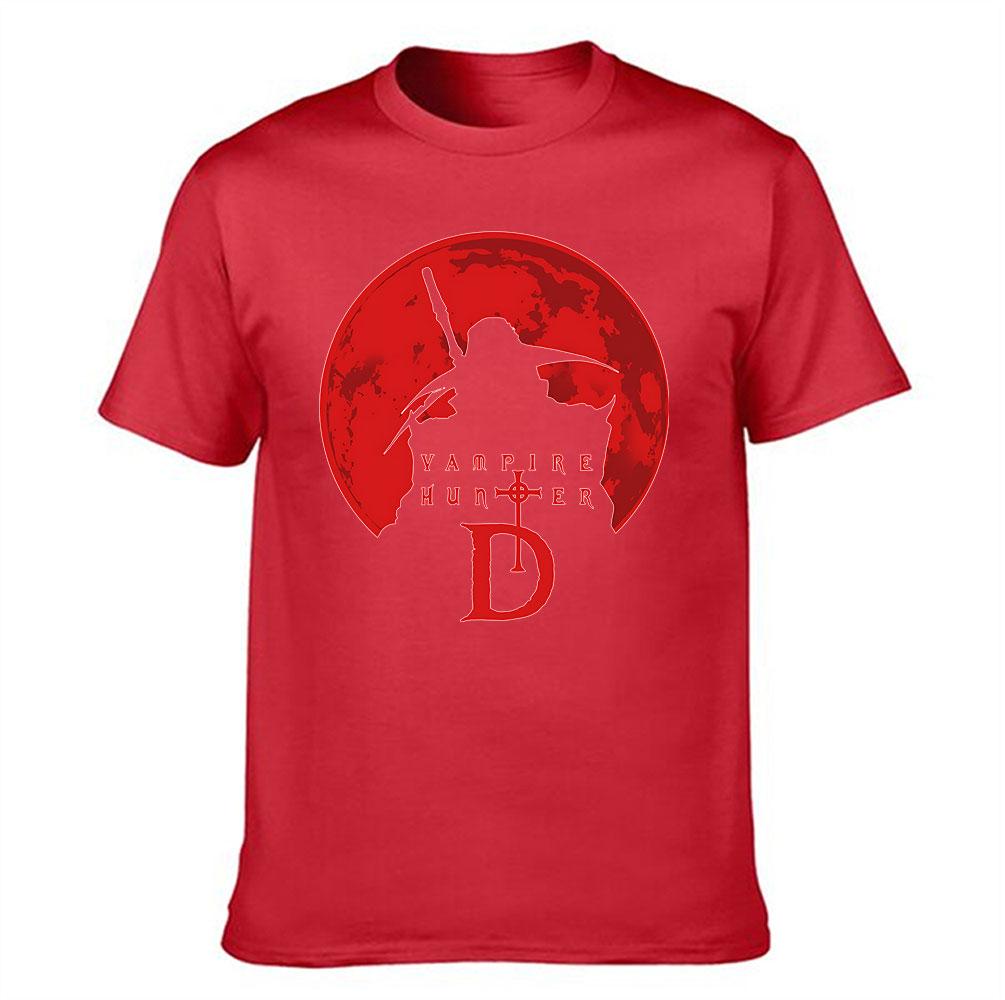 Unisexs Pure Cotton Tshirt Vampire Hunter D Silhouette Print Retro Gothic Style Casual Tee For Horror Anime Fans