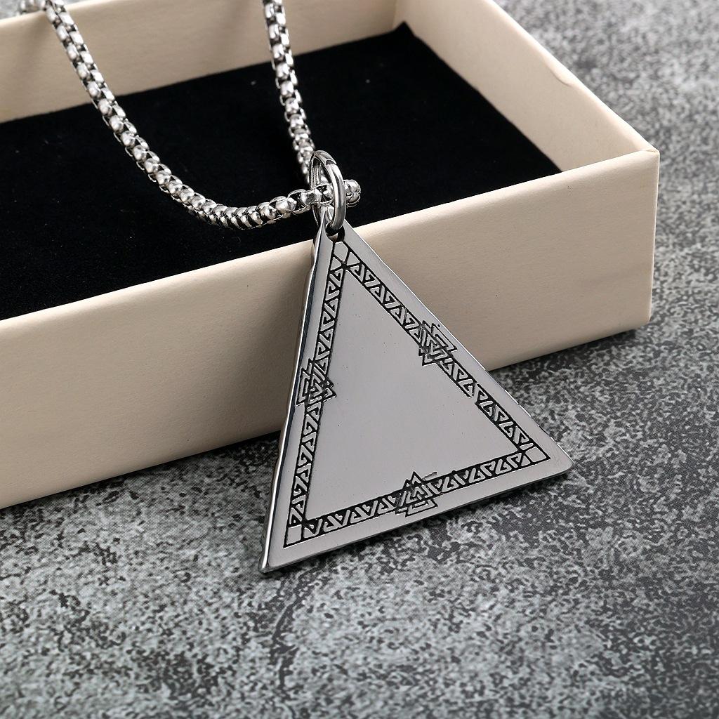Vintage Stainless Steel Unisex Single Side Triangle Tree of Life Pendant Necklace