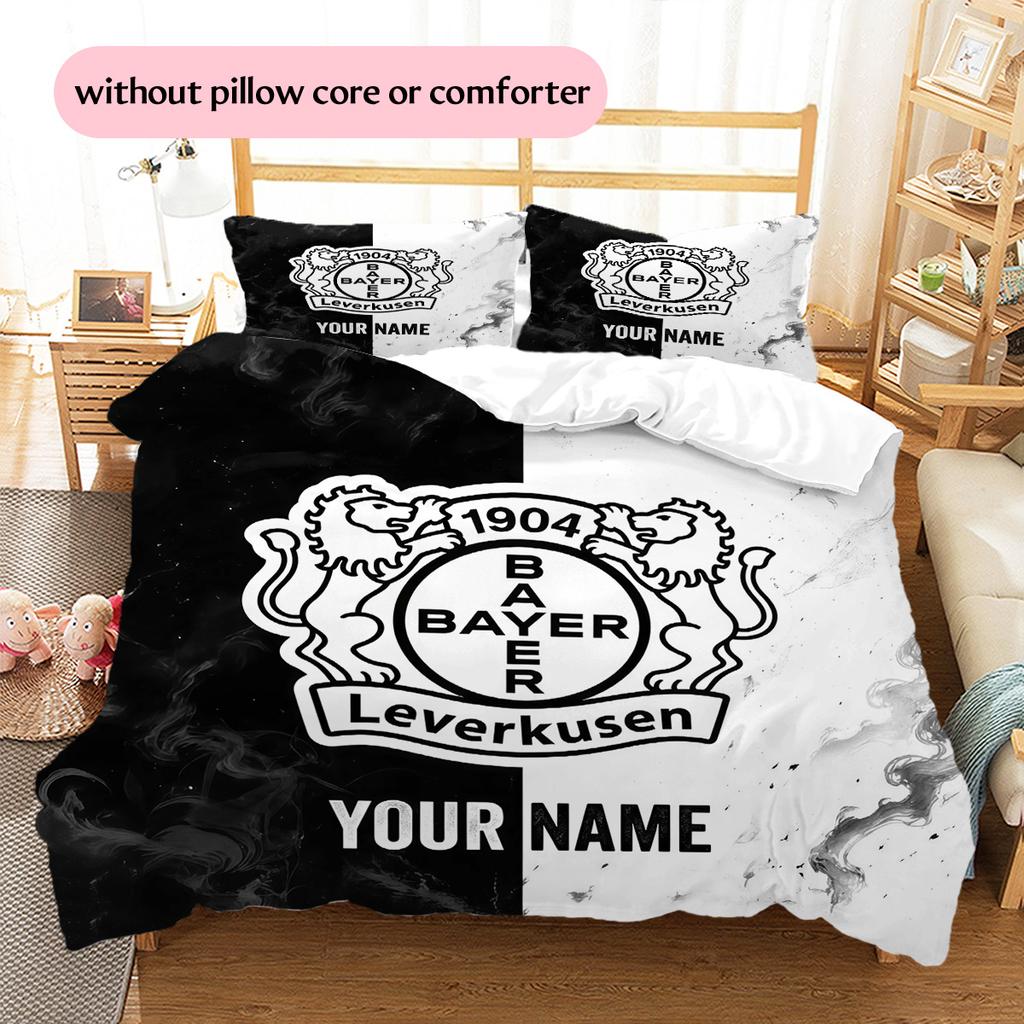 Custom Name Bayer 04 Leverkusen2 Pattern Bedding Quilt Set  Home Decoration  Gift (1 * Duvet Cover + 2 * Pillowcase  Without Core)