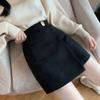 Cotton Blend Irregular Half Skirt With Button Detail For Office And Casual Wear