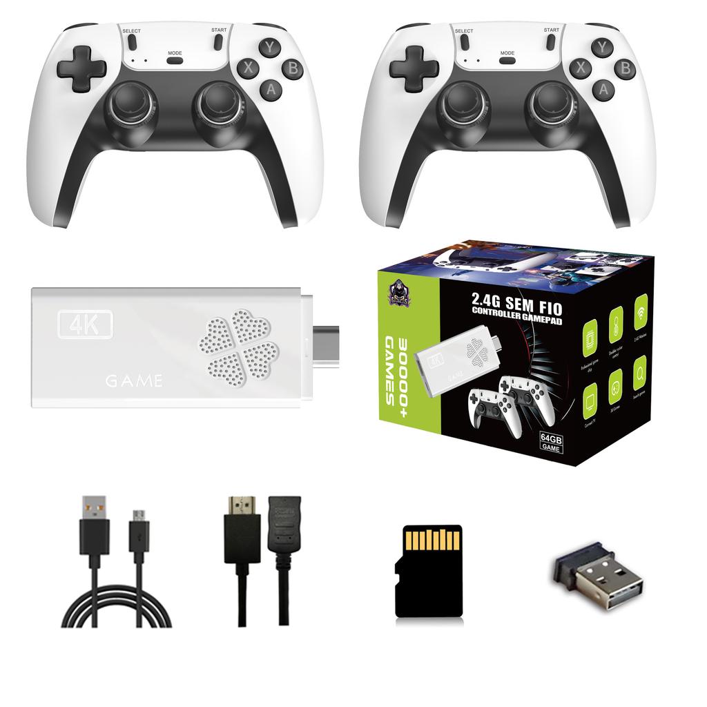 M8II Pro Wireless Retro Game Console with Built-in 30000 Classic Games, 4K HDMI TV Output, Equipped with Dual 2.4G Wireless Controller, 64G Game Stick