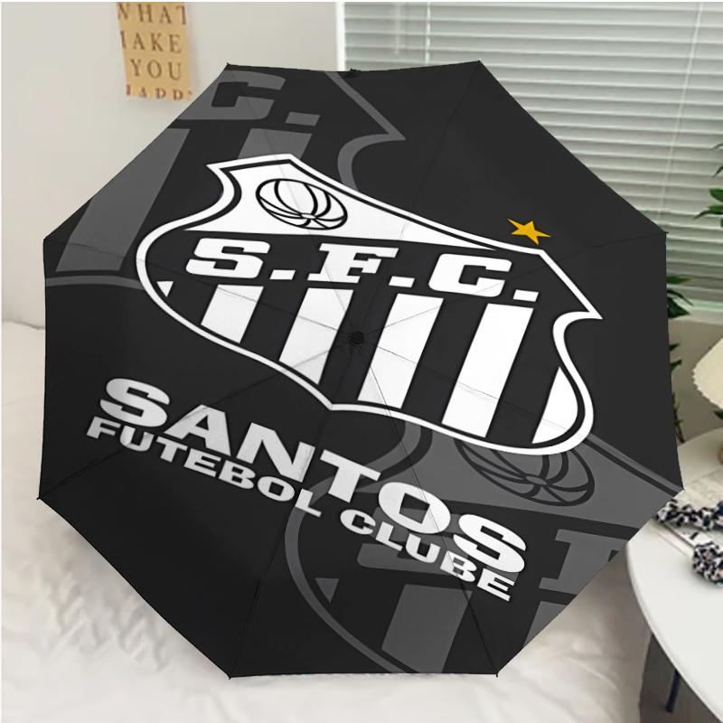 Santos SFC Logo Print Automatic Umbrella, 8 Rib Iron Frame, Plastic Handle, Suitable for Outdoor Travel &Daily , Ideal Gift