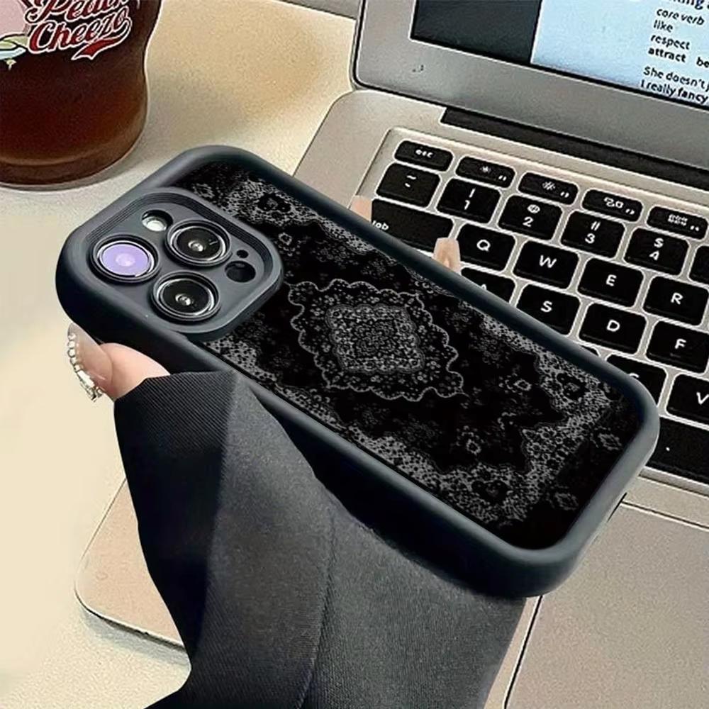 Gorgeous black pattern TPU Phone Case For iPhone 17 Pro Max 16E 15 Pro 14 13 12 11 Mini AIR XS XR XS 8Plus anti drop and shockpr