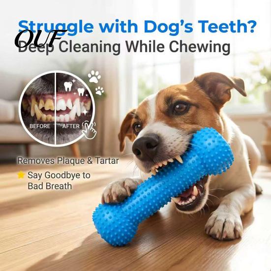 Pet Breath Freshener Toys Silicone Dog Dental Chew Toy, Easy Teeth Oral Care Brushing Aid, Rear Molar Cleaning Anti-bacterial Texture Mouth Opener for