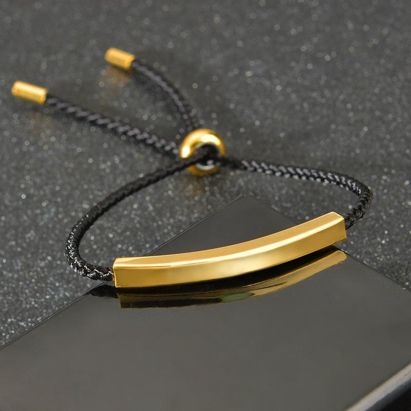 Korejský styl rytý náramek z nerezové oceli s lanem - Trendy nastavitelný niche design pro páry