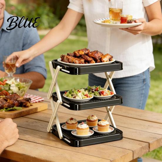 Collapsible Dish Rack Plate Storage Three-Tier Foldable Kitchen Organizer with Open Access Countertop Design