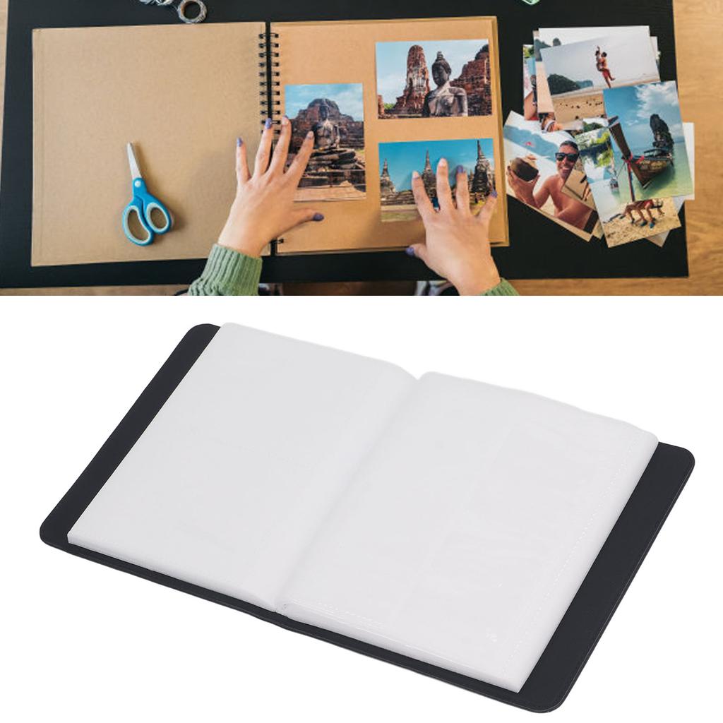 Lther Cover Photo Album Vintage 288 Photos Large Capacity Small for 3in   Camera Photos Business Cards