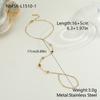 Fine Women Zircon Hand Chain Finger Body Jewelry 18K Gold Plated Stainless Steel Bracelets With Chain Ring