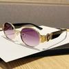 Elliptical Metal Sunglasses For Men And Women With Uv400 Protection For Fashion Sun Protection