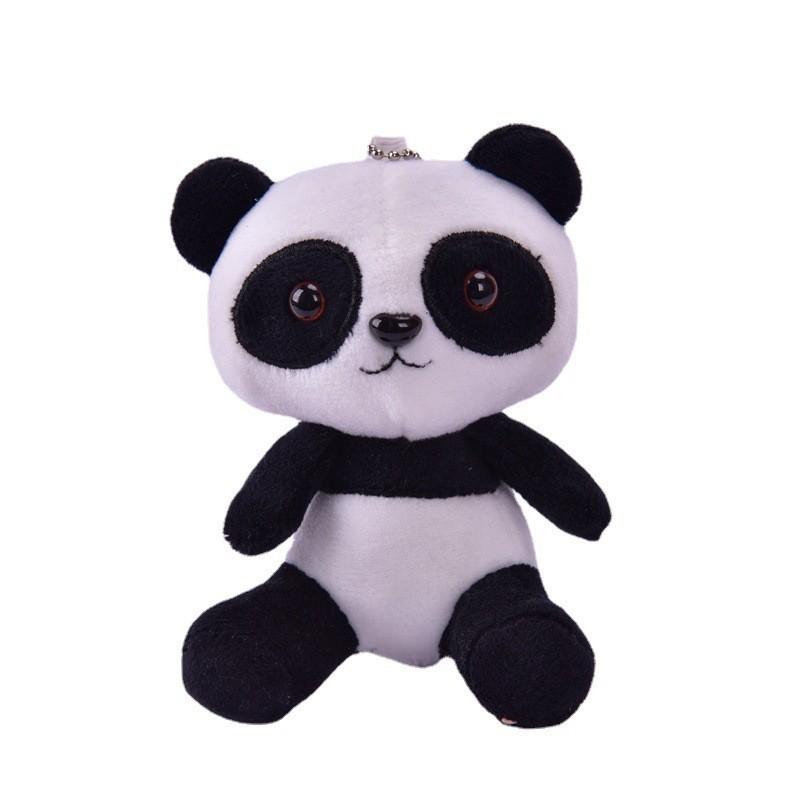 Cute Miniature Panda Stuffed Doll Keychain With Pp Cotton Filling For Children