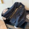 Women's Retro Contrast Stitch Denim Jacket - Autumn/Winter 2025 Slimming Casual Style