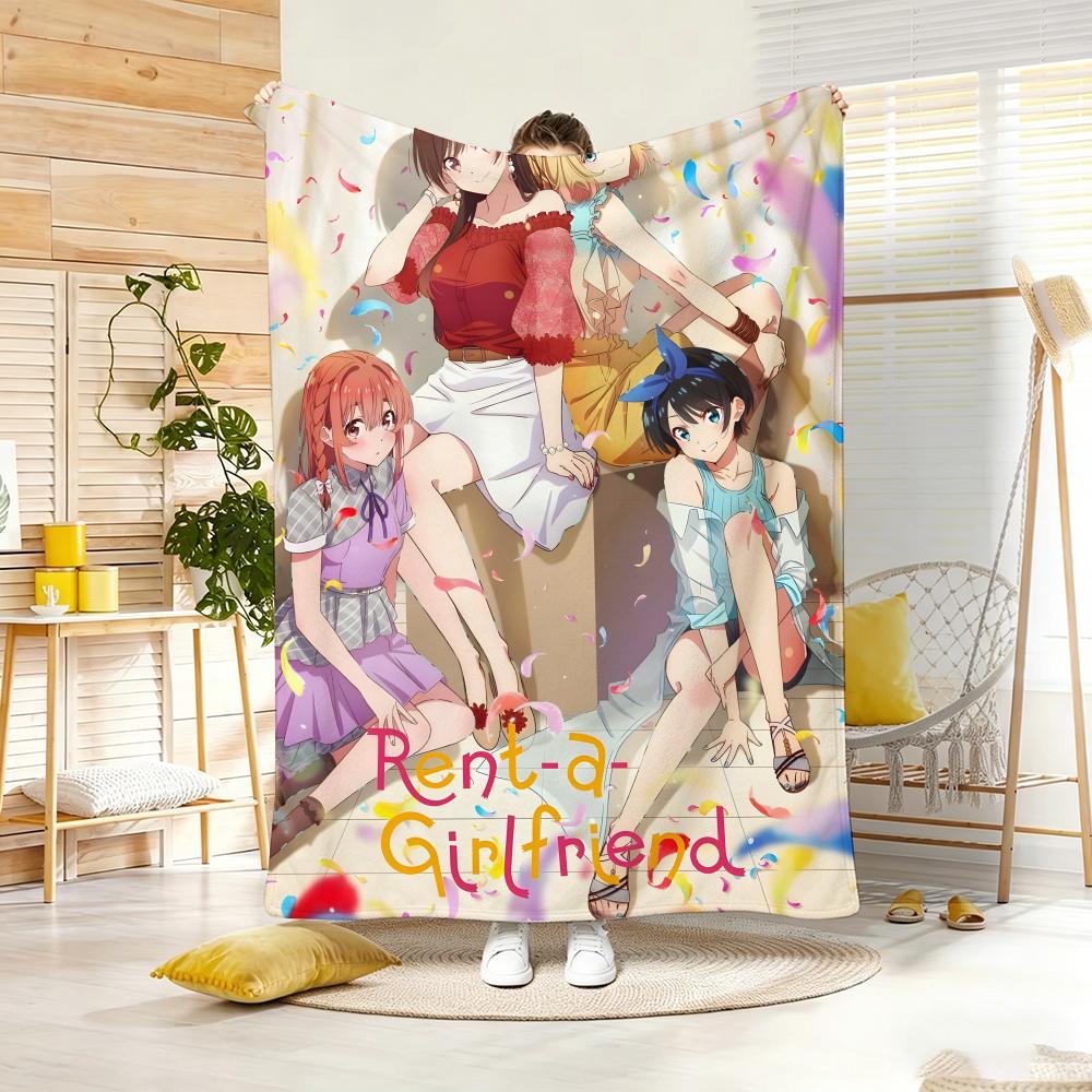 Comedy Anime R-rent a G-girlfriend Throw Lightweight 240g Flannel Blanket Soft Skin-friendly for Summer Cooling