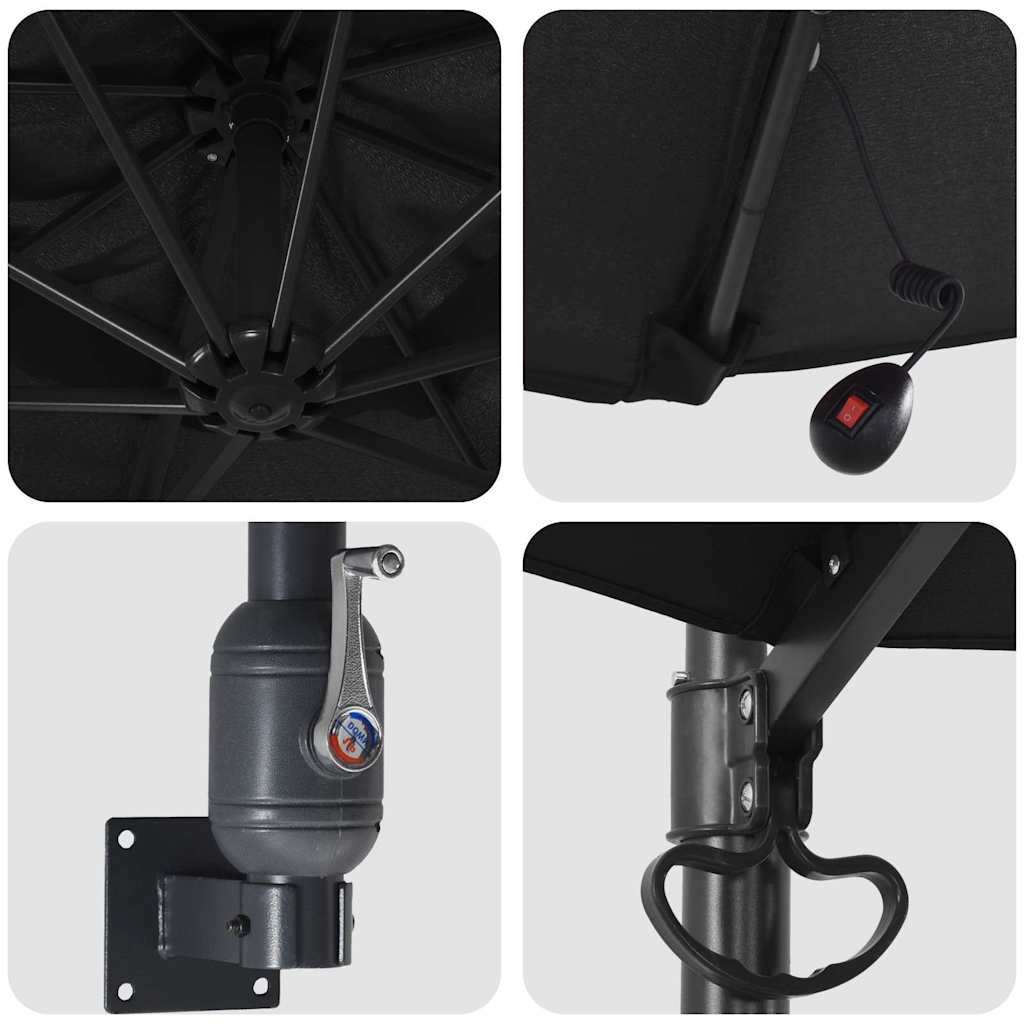 Garden Sun Umbrella Black 248 x 248 x 148 cm