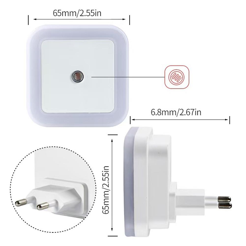 Mini LED Night Light EU Plug-In Led Light Eye Protection Night Light Lamp Square Shape Sensor Nights Lamp For Bedside