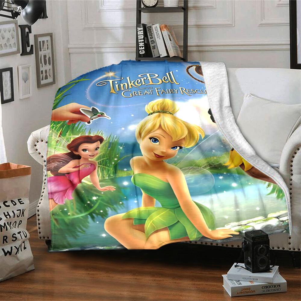 1pc Tinker Bells Fairy Adventure Flannel Blanket,Ultra Soft Warm Plush Throw for Home Bedroom Bed Sofa Cover Camping Picnic gift Y7242