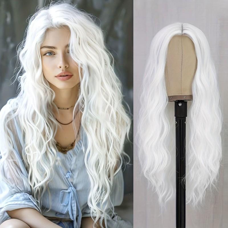 Long Curly Wig Middle Part Corn Perm Cosplay High Temperature Fiber