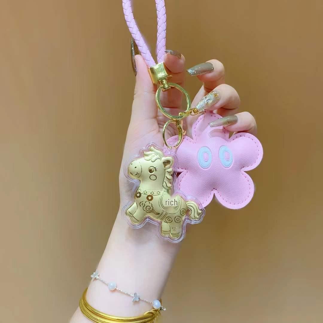 

Golden Phone Pendant: 999 Pure Gold Charm Keychain for Luck and Wealth, Perfect Small Gift