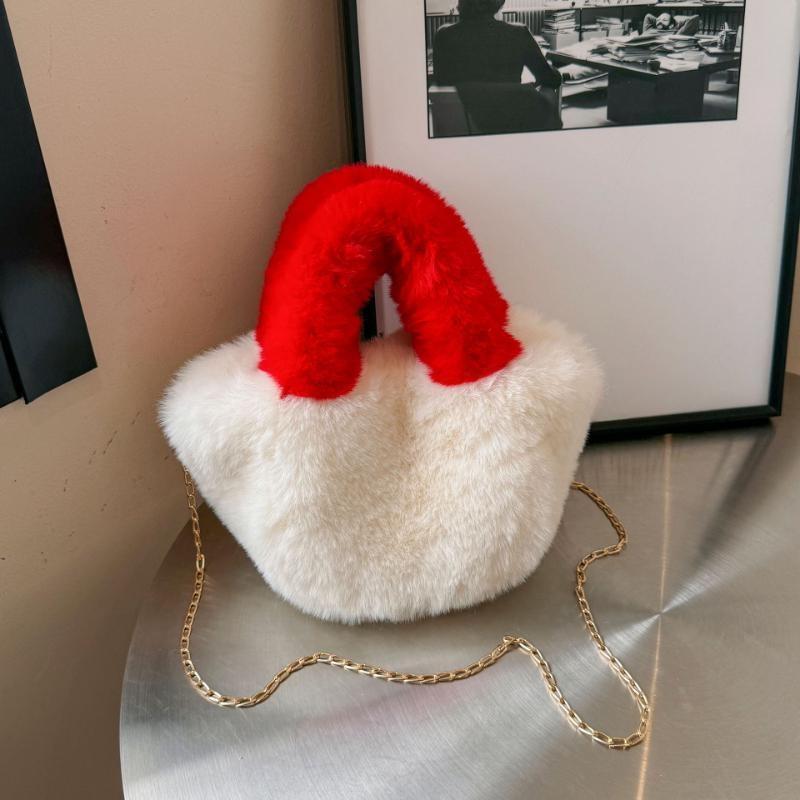 1 Pcs Women's Bag Autumn and Winter New Fashionable Girl's Hairy Chain Handbag Shoulder Cross Bag