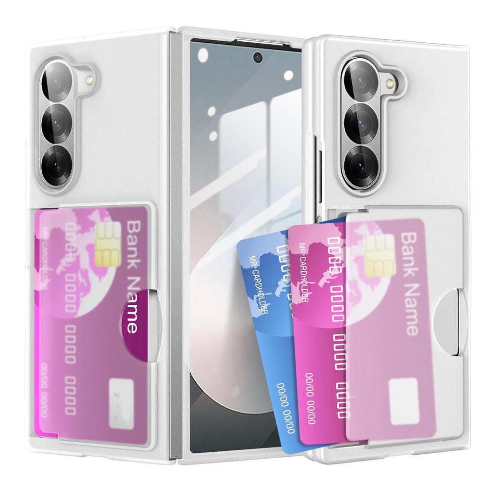 Samsung Z Fold7 Transparent Card Holder & Stand Case - Frosted Protective Design for Foldable Screen