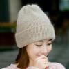 Autumn and winter new angora rabbit fur knitted hat crimped wool hat women's thickened pullover warm hat