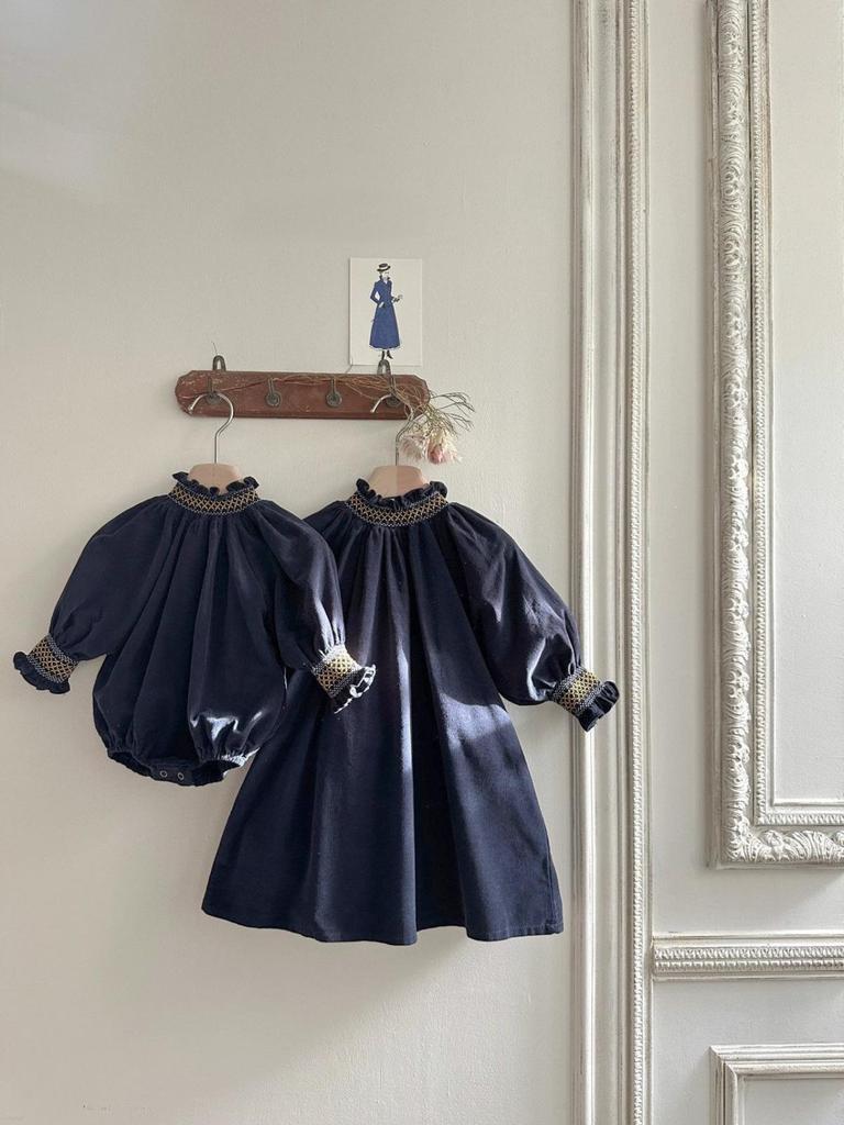 Infant Corduroy Jumpsuit with Flower Collar - Long Sleeve Spring/Autumn Style for Baby Girls