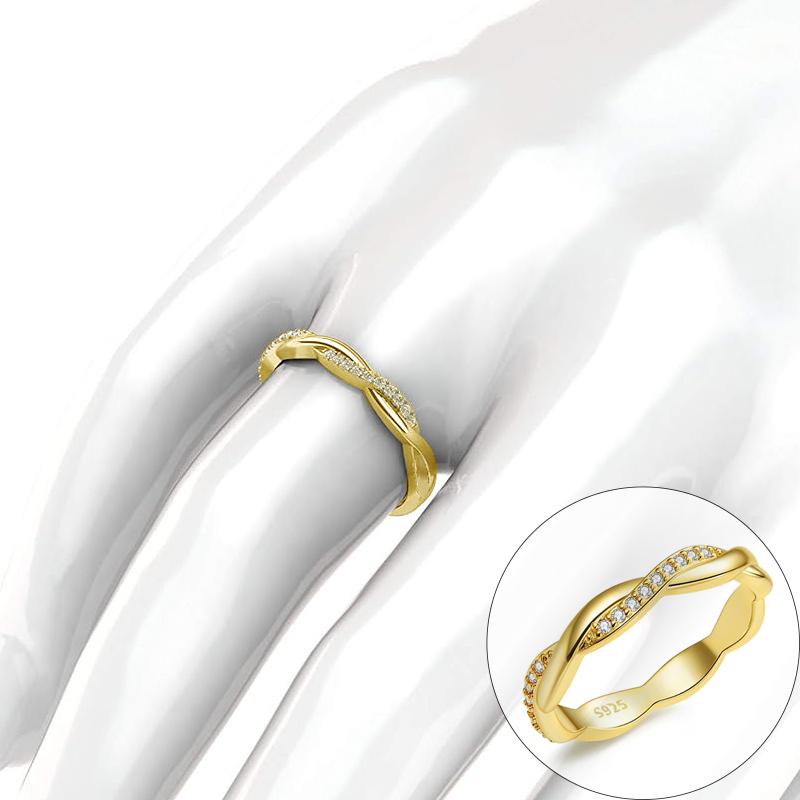 925 Sterling Silver Twisted Vine Cubic Zirconia Eternity Band Wedding Band Ring for Women 3 Colors
