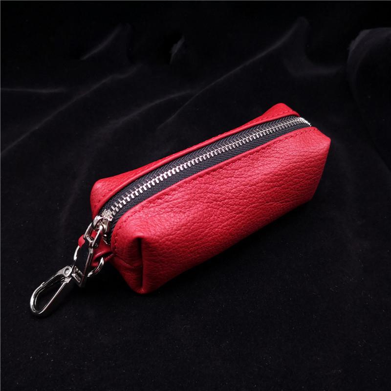 Genuine Leather Key Bag Men Women Car Key Case Cover Housekeepers Zip Keys Organizer Pouch Keychain Mini Coin Purse Key Wallet