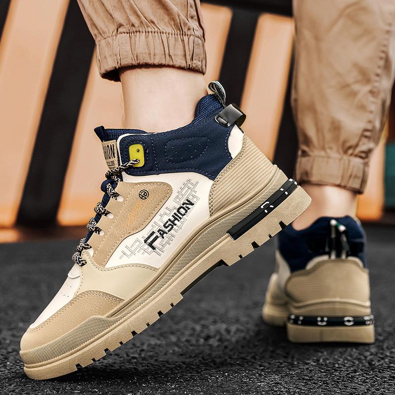 2024 Mens High Top Sneakers Casual Autumn Soft Sole Walking Shoes Designer Fashion Safety Work Shoes Comfortable Platform Boots