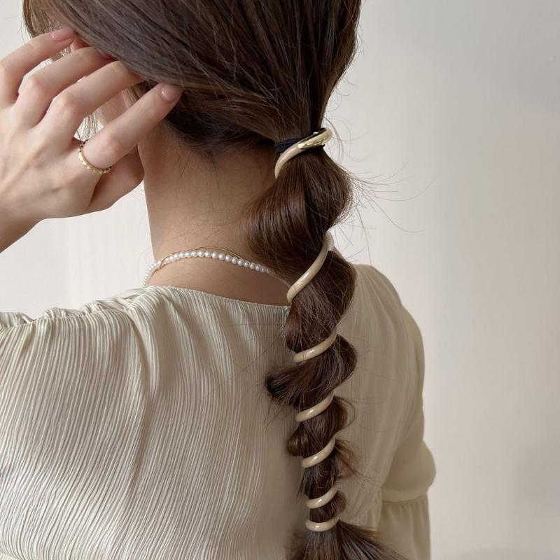Elegant Coiled Elastic Hair Scrunchies for Girls and Ladies Gift Coiled Hair Ties Telephone Cord for Women And Girls