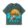 275 GSM Washed T-shirts 100% Cotton Demon Slayer V100 Zenitsu Print Unisex Heavy Cotton T Shirt