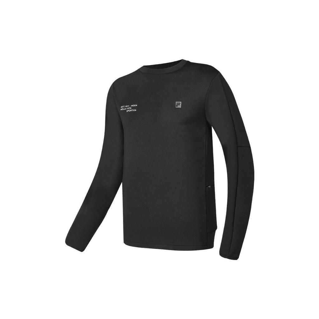 FILA Letter Print Fitness Pullover Sweatshirt Men sweatshirt Deep-Black A11M341210F-BK