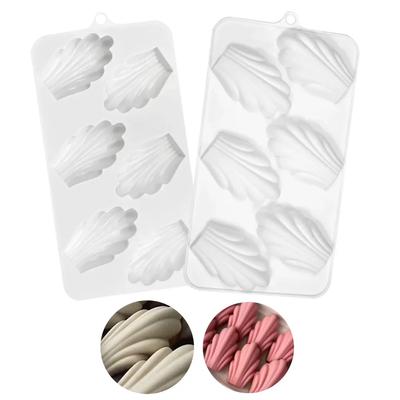 6 Hole Madeleine Design Chocolate Mousse Mould DIY Shell Flower Cake Silicone Mold French Dessert Cake Decorating Tools Bakeware
