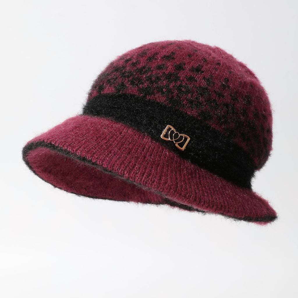 Middle Aged and Elderly Women Old Ladies Warm and Fashionable  Large Brimmed Woolen Hats and Knitted Hats