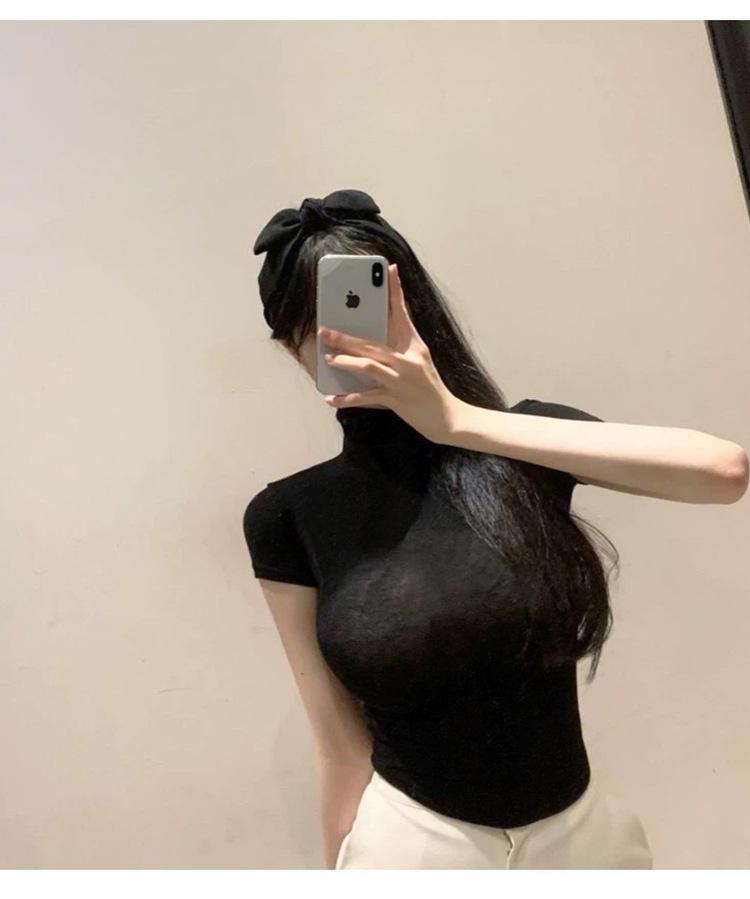 Korean Dongdaemun Sexy Spicy High Neck Slimming T-shirt