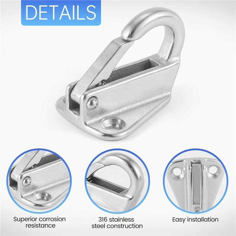 A03E-Marine Boat Fender Hooks Stainless Steel Spring Snap Type Fender Fending Hook Hanger 1 Pcs